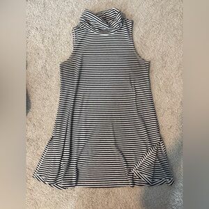 LOFT Black and White Sleeveless Cowl Neck A-Line Tank Top